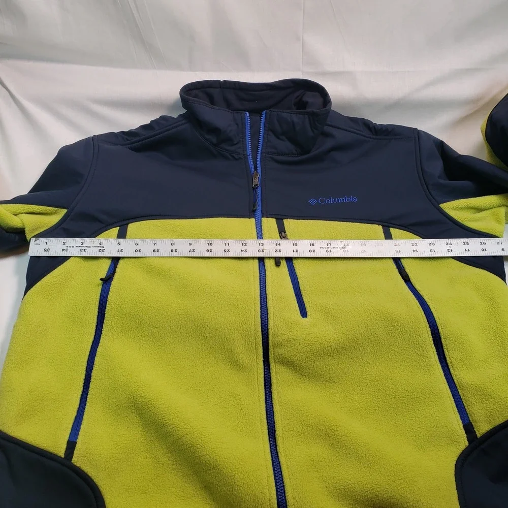 Columbia Interchange Fleece Jacket Navy Lime Green Thermal Comfort Omni Heat XXL
